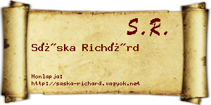 Sáska Richárd névjegykártya