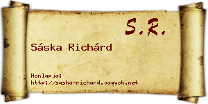 Sáska Richárd névjegykártya